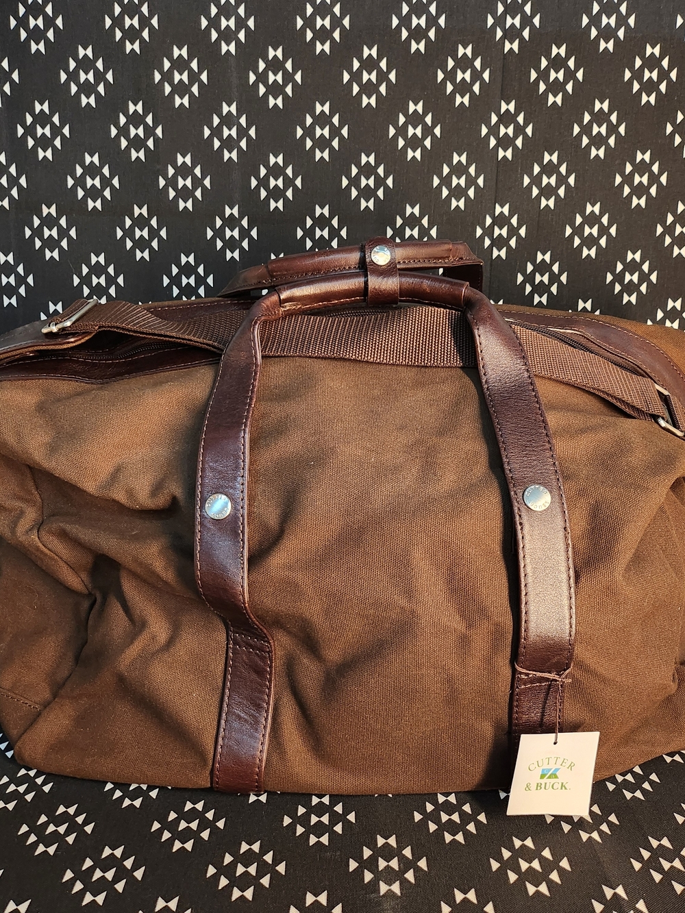 Cutter & Buck Brown Canvas Travel Duffel Bag